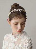 Braut Kopfschmuck Strass Perlen Stirnband Gold Hochzeit Haarschmuck