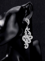 Braut Ohrringe Strass Platin beschichtet Pierced Hochzeit Schmuck
