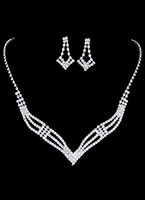Braut Schmuck Sets Silber Strass geometrische gepiercte Hochzeit Halskette und Ohrringe