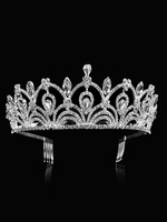 Braut Tiara Princess Crown Silber Kopfschmuck Strass Royal Hochzeit Haarschmuck