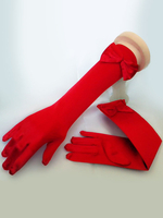 Brauthandschuhe aus für Damen mit Blumen-Deko Lycra Spandex in Rot Handschuhe Ellbogenlange für Erwachsenen