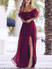 Brautjungfer Kleid Chiffon A Linie aus der Schulter bodenlangen High Split Hochzeit Kleid