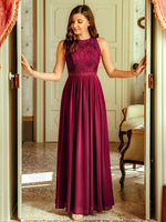 Brautjungfer Kleid eine Linie bodenlangen rückenfreie Spitze Abendkleid formale Hochzeit Kleid