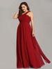Brautjungfer Kleid eine Linie bodenlangen rückenfreies Chiffon Abendkleid