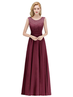 Brautjungfer Kleid eine Linie Juwel Hals bodenlangen Reißverschluss Spitze Hochzeit Kleid