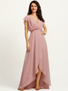 Brautjungfernkleid A-Linie Asymmetrischer Reißverschluss Chiffon Ballkleid Cameo Brown Long Pageant Dress