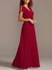 Brautjungfernkleid A-Linie bodenlangen Reißverschluss Chiffon Ballkleid