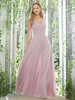 Brautjungfernkleid A-Linie V-Ausschnitt Ärmelloser Reißverschluss Bodenlanges Chiffon Lavendel Lila Hochzeitskleid