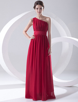 Brautjungfernkleid aus Chiffon in Burgunderrot