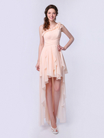 Brautjungfernkleid aus Chiffon in Champagnerfarbe