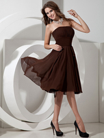 Brautjungfernkleid aus Chiffon in Schokolade-Farbe