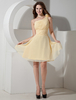 Brautjungfernkleid aus Chiffon mit Einschulter in Narzissengelb