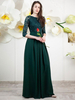 Brautjungfernkleid Hunter Green Chiffon Spitze A-Linie 3/4-Länge Ärmel bodenlang Hochzeitsfeier Kleid