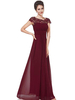 Brautjungfernkleider A-Linie Juwel-Ausschnitt Kurzarm bodenlangen Reißverschluss Chiffon Abendkleid