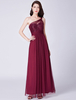 Brautjungfernkleider eine Schulter lange Burgund Prom Dress Pailletten Chiffon formale Party-Kleid