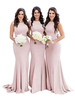 Brautjungfernkleider Meerjungfrau Jewel Neck Zipper Lycra Spandex bodenlangen Hochzeit Kleid