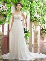 Brautkleid aus Chiffon mit Hof-Schleppe in Elfenbeinfarbe Milanoo