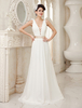 Brautkleid aus Chiffon mit V-Ausschnitt in Elfenbeinfarbe Milanoo