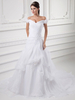 Brautkleid aus Organza mit Carmenausschnitt in Weiß