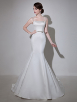 Brautkleid aus Satin mit Hof-Schleppe in Elfenbeinfarbe Milanoo