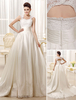Brautkleid aus Satin mit Schleppe in Elfenbeinfarbe