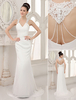 Brautkleid aus Satin mit Schleppe in Elfenbeinfarbe Milanoo