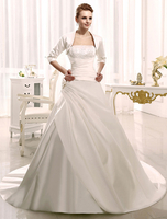 Brautkleid aus Satin mit Schleppe in Elfenbeinfarbe Milanoo