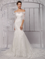 Brautkleid aus Spitze in Elfenbeinfarbe Milanoo