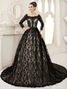 Brautkleid aus Spitze mit Kapelle-Schleppe in Schwarz Milanoo