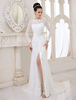 Brautkleid aus Spitze mit Schleppe in Elfenbeinfarbe Milanoo