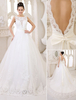 Brautkleid aus Tüll mit Kapelle-Schleppe in Elfenbeinfarbe Milanoo