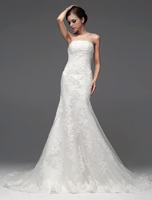 Brautkleid aus Tüll mit Pailletten in Elfenbeinfarbe
