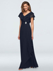 Brautkleid für Mutter V-Neck Sleeveless A-line gefaltete Hochzeit Gastkleider Schwarz Chiffon Party Kleid