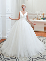 Brautkleid Prinzessin V-Ausschnitt Tüll mit Court-Schleppe