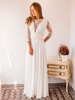 Brautkleider A-line Jewel Hals Lange Ärmel Spitze Backless Chiffon Brautkleider