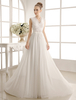 Brautkleider Chiffon V-Ausschnitt Beach Strand Brautkleid Perlen Perlen Spitze Elfenbein Brautkleid