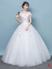 Brautkleider Prinzessin A-Linie- Brautkleider Kurzarm Hochzeit mit Bateau-Kragen Elfenbeinfarbe Satingewebe bodenlang und Schnürung