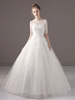 Brautkleider Prinzessin Ballkleid Elfenbein Halbarm Spitze Applique bodenlangen Brautkleider