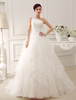 Brautkleider Prinzessin Elfenbeinfarbe Einschulter Brautkleider Organza mit Kapelle-Schleppe ärmellos Prom- im Einschulter-Style