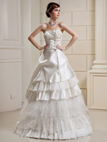 Brautkleider Prinzessin Elfenbeinfarbe Herz-Ausschnitt Brautkleider Hochzeit Satingewebe Brautkleider große Größen bodenlang mit Schnürung