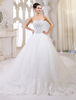 Brautkleider Prinzessin Elfenbeinfarbe Herz-Ausschnitt Brautkleider Hochzeit Tüll mit Domkirchen-schleppe und Schnürung A-Linie-