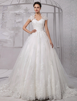 Brautkleider Prinzessin Elfenbeinfarbe Herz-Ausschnitt Brautkleider Tüll mit Kapelle-Schleppe ärmellos und Reißverschluss Prom- trägerlos