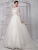Brautkleider Prinzessin Elfenbeinfarbe Illusion Ausschnitt Brautkleider Tüll mit Court-Schleppe Langarm und Reißverschluss Prinzessin trägerlos
