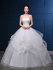 Brautkleider Prinzessin Elfenbeinfarbe trägerlos Brautkleider Hochzeit Spitze bodenlang ärmellos mit Schnürung Prom- trägerlos