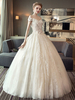 Brautkleider Prinzessin Elfenbeinfarbe und Bateau-Kragen Brautkleider Spitze bodenlang Kurzarm und Schnürung Prinzessin und Schulterfrei