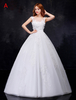 Brautkleider Prinzessin Elfenbeinfarbe und Rundkragen Brautkleider Spitze und Domkirchen-schleppe ärmellos und Schnürung Prinzessin