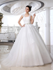 Brautkleider Prinzessin Elfenbeinfarbe viereckiger Ausschnitt Brautkleider Hochzeit Tüll mit Schleppe und Reißverschluss Prom-