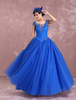 Brautkleider Prinzessin Königsblau Illusion Ausschnitt Brautkleider Hochzeit Tüll Brautkleider große Größen bodenlang Kurzarm Knöpfe Prinzessin