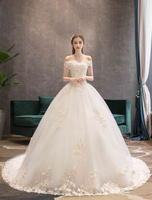 Brautkleider Prinzessin milchweiß / elfenbeinweiß und Carmenausschnitt Brautkleider Tüll und Kapelle-Schleppe Kurzarm und Schnürung
