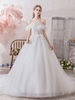 Brautkleider Prinzessin milchweiß / elfenbeinweiß und Rundkragen Brautkleider Satingewebe und Domkirchen-schleppe Kurzarm und Schnürung Prinzessin